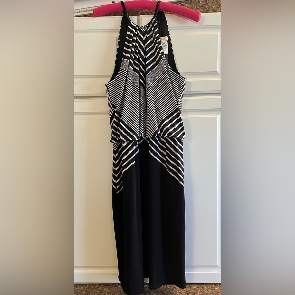 Black and White Striped Dress- Size Medium